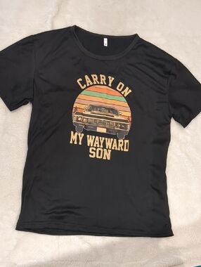 Women's Supernatural Carry On My Wayward Son Black Graphic Tee